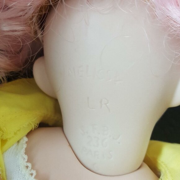 Vintage Circus Clown SFBJ Melissa LR Model 236 Porcelain Doll Pink Shoes Hair - Picture 6 of 7